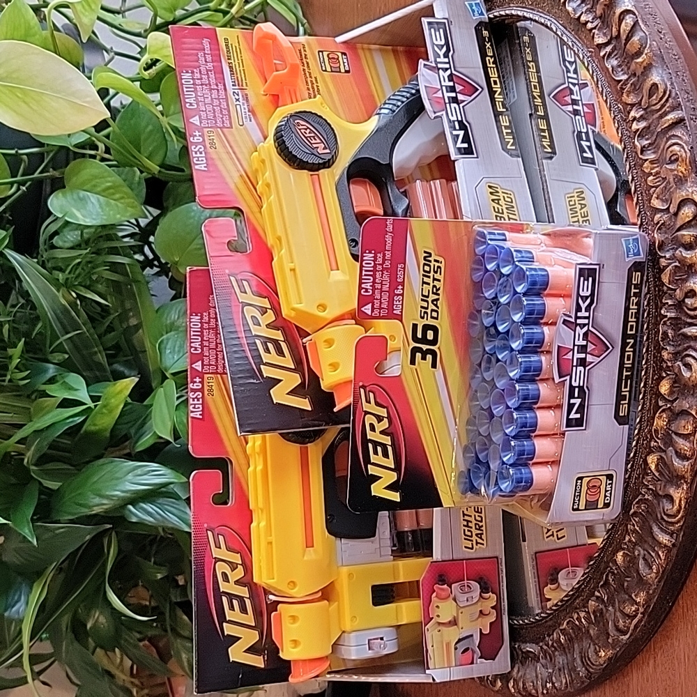 Bundle NERF N-STRIKE NITE FINDER EX-3  SUCTION DART 🔫 GUN LIGHT BEAM Hasbro